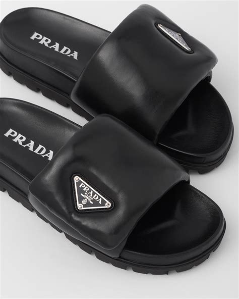 prada slippers leather|prada fluffy slides.